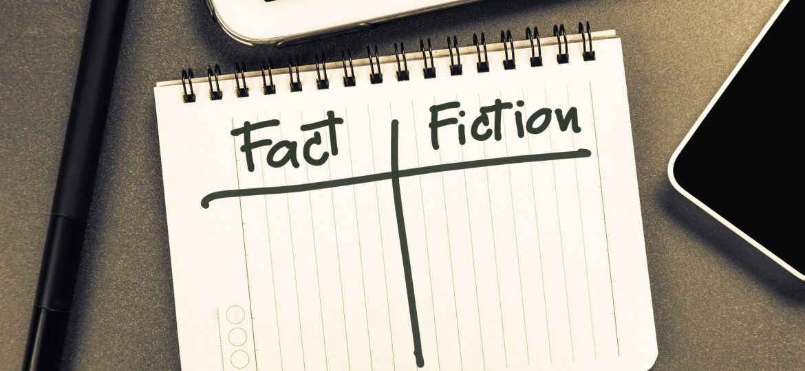 image of fact vs. fiction on a notepad